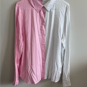 Fashion Nova Pink and White Button Down Shirts